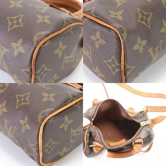 Authentic Louis Vuitton Mini Speedy with Strap Crossbody Monogram Brown - Picture 7 of 9